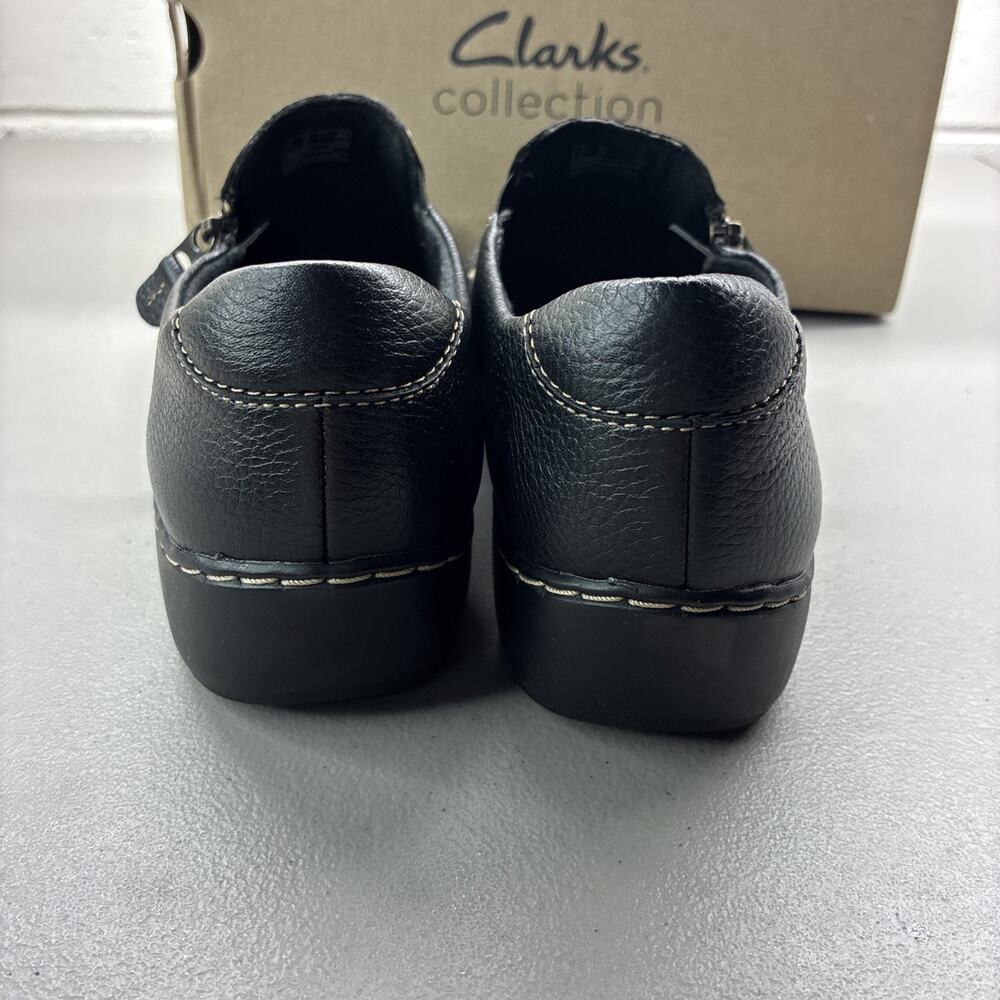 New Clarks Womens Leather Slip-On Comfort Shoes Size 10 Black - Picture 4 of 6